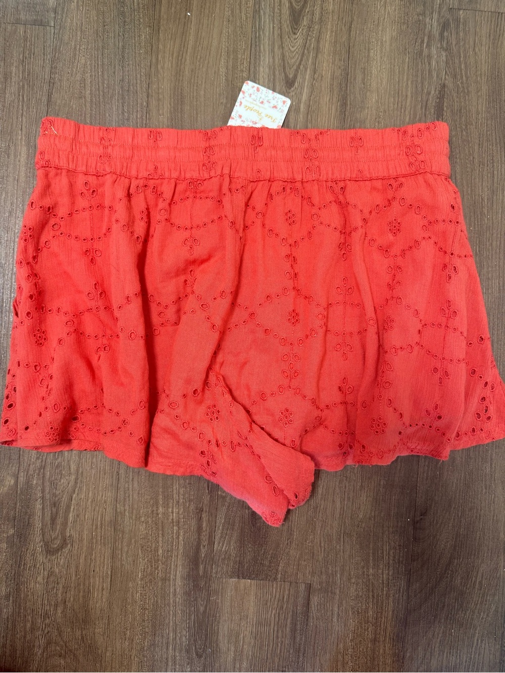Free People Bright Red Eyelet Ruffle Shorts - Picture 6 of 6